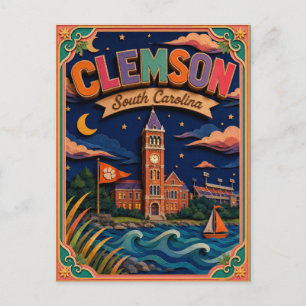 Cartão Postal Estados PopCut Clemson Carolina do Sul Arte em Pap
