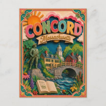 Estados PopCut Concord Massachusetts Arte em Papel