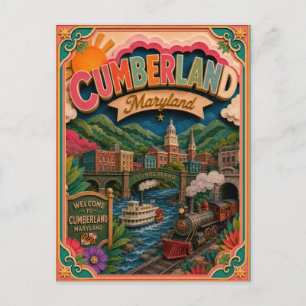 Cartão Postal Estados PopCut Cumberland Maryland Arte em Papel