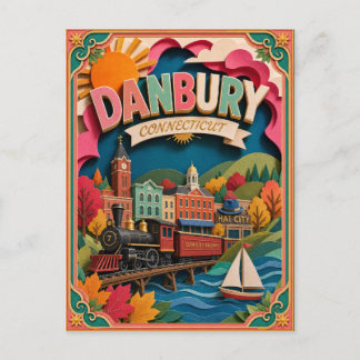 Cartão Postal Estados PopCut Danbury Connecticut Arte de Papel