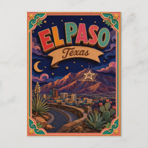 Cartão Postal Estados PopCut El Paso Texas Arte em Papel