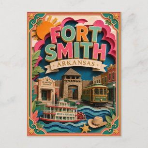 Cartão Postal Estados PopCut Fort Smith Arkansas Arte de Papel