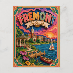 Cartão Postal Estados PopCut Fremont Nebraska Arte em Papel