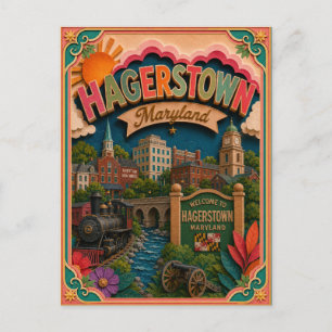 Cartão Postal Estados PopCut Hagerstown Maryland Arte em Papel
