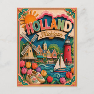 Cartão Postal Estados PopCut Holanda Michigan Arte em Papel