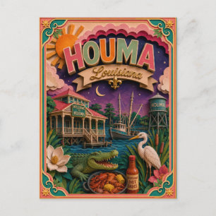 Cartão Postal Estados PopCut Houma Louisiana Arte em Papel