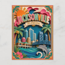 Estados PopCut Jacksonville Flórida Arte de Papel