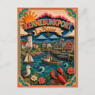 Cartão Postal Estados PopCut Kennebunkport Maine Arte em Papel