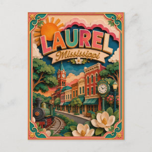 Cartão Postal Estados PopCut Laurel Mississippi Arte em Papel
