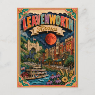 Cartão Postal Estados PopCut Leavenworth Kansas Arte em Papel