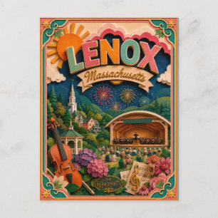 Cartão Postal Estados PopCut Lenox Massachusetts Arte em Papel