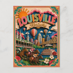 Cartão Postal Estados PopCut Louisville Kentucky Arte em Papel