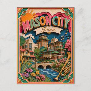 Cartão Postal Estados PopCut Mason City Iowa Arte em Papel