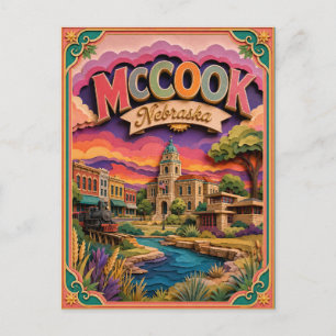 Cartão Postal Estados PopCut McCook Nebraska Arte em Papel