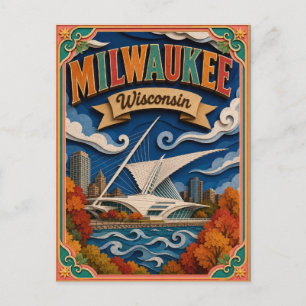 Cartão Postal Estados PopCut Milwaukee Wisconsin Arte em Papel