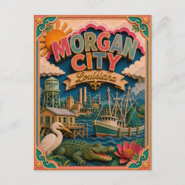 Cartão Postal Estados PopCut Morgan City Louisiana Arte em Papel