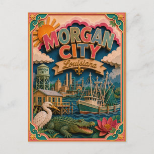 Cartão Postal Estados PopCut Morgan City Louisiana Arte em Papel