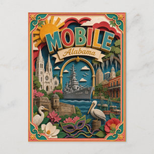 Cartão Postal Estados PopCut Móvel Alabama Arte de Papel