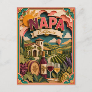 Cartão Postal Estados PopCut Napa Califórnia Arte de Papel