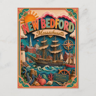 Cartão Postal Estados PopCut New Bedford Massachusetts Arte em P