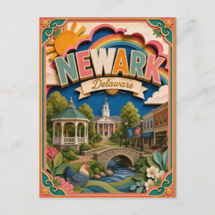 Cartão Postal Estados PopCut Newark Delaware Arte em Papel