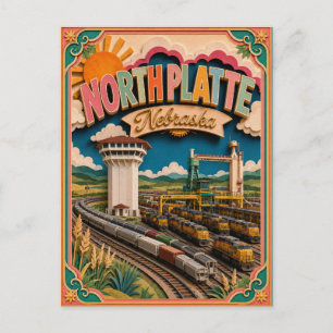 Cartão Postal Estados PopCut North Platte Nebraska Arte em Papel