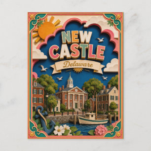 Cartão Postal Estados PopCut Nova Castela Delaware Arte de Papel