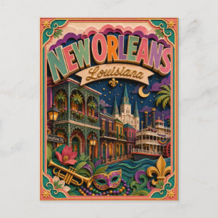 Cartão Postal Estados PopCut Nova Orleans Louisiana Arte em Pape