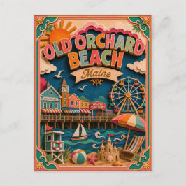 Cartão Postal Estados PopCut Old Orchard Beach Maine Arte em Pap