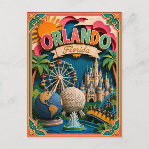 Cartão Postal Estados PopCut Orlando Flórida Arte de Papel