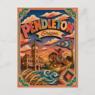Cartão Postal Estados PopCut Pendleton Oregon Arte em Papel