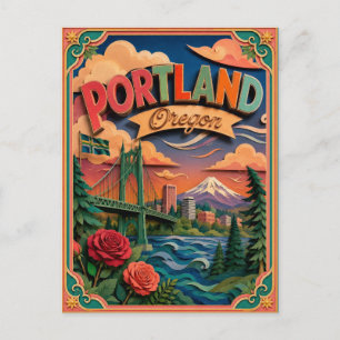 Cartão Postal Estados PopCut Portland Oregon Arte em Papel