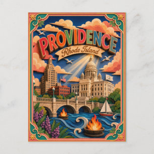 Cartão Postal Estados PopCut Providence Rhode Island Arte em Pap