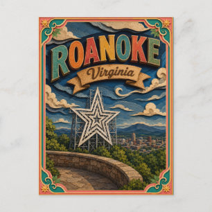 Cartão Postal Estados PopCut Roanoke Virgínia Arte em Papel
