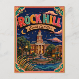 Cartão Postal Estados PopCut Rock Hill Carolina do Sul Arte em P