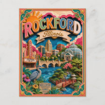 Estados PopCut Rockford Illinois Arte em Papel