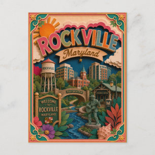 Cartão Postal Estados PopCut Rockville Maryland Arte em Papel