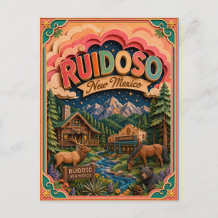 Cartão Postal Estados PopCut Ruidoso Novo México Arte em Papel