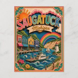 Cartão Postal Estados PopCut Saugatuck Michigan Arte em Papel