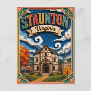 Cartão Postal Estados PopCut Staunton Virginia Arte em Papel