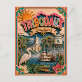 Cartão Postal Estados PopCut Thibodaux Louisiana Arte em Papel