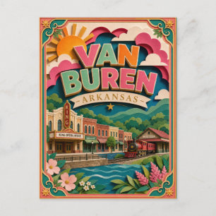 Cartão Postal Estados PopCut Van Buren Arkansas Arte de Papel