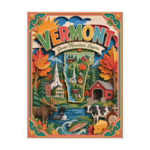 Estados PopCut Vermont Arte Colorido em Papel 3D