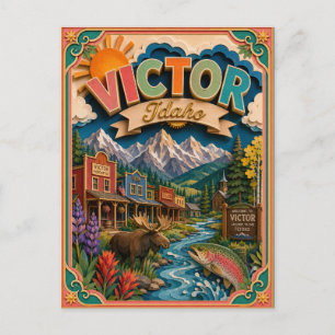 Cartão Postal Estados PopCut Victor Idaho Arte em Papel