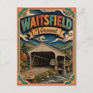 Cartão Postal Estados PopCut Waitsfield Vermont Arte em Papel
