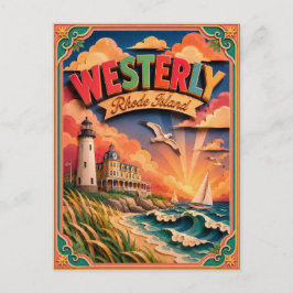 Cartão Postal Estados PopCut Westerly Rhode Island Arte em Papel