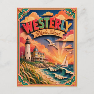 Cartão Postal Estados PopCut Westerly Rhode Island Arte em Papel