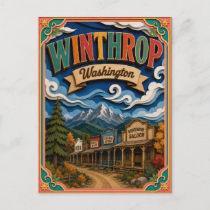 Cartão Postal Estados PopCut Winthrop Washington Arte em Papel