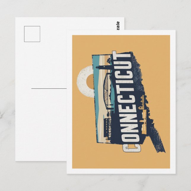 Cartão Postal Estados Unidos da América Retro Viagem Design Icôn (Frente/Verso)