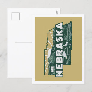 Cartão Postal Estados Unidos do Nebraska Retro Viagem Design Icô